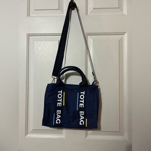 Yakuss Canvass Crossbody Tote Multi Pocket Navy Small School/Youth Outings Zip